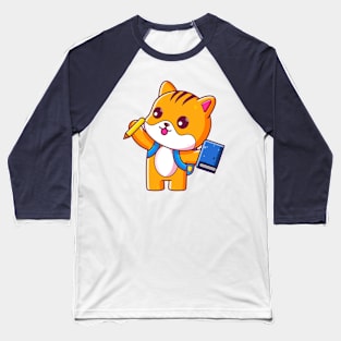 Cute cat go to school Baseball T-Shirt